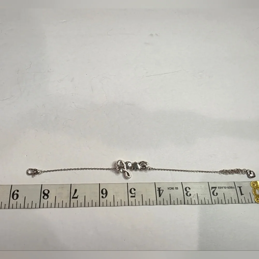 Brighton‎ Silver Plated Script Love Heart Charm Chain Bracelet